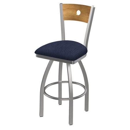 Holland Bar Stool Co 30" Swivel Counter Stool, Pewter Finish, Med Back, Graph Anchor Seat 83030SSMedMplB014